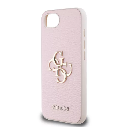 Guess PU Grained 4G Metal Logo tok Apple iPhone 16e/17e készülékhez – Rózsaszín