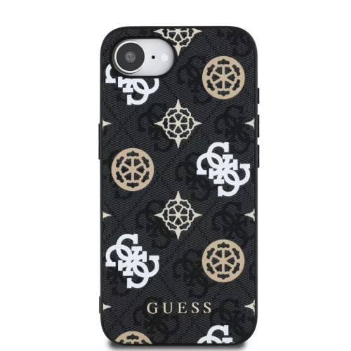 Guess PU 4G Peony MagSafe tok Apple iPhone 16e/17e készülékhez – Fekete
