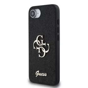  Guess PU Fixed Glitter 4G Metal Logo tok Apple iPhone 16e/17e készülékhez – Fekete