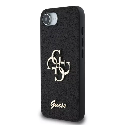 Guess PU Fixed Glitter 4G Metal Logo tok Apple iPhone 16e/17e készülékhez – Fekete