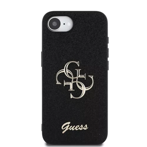 Guess PU Fixed Glitter 4G Metal Logo tok Apple iPhone 16e/17e készülékhez – Fekete