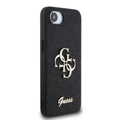 Guess PU Fixed Glitter 4G Metal Logo tok Apple iPhone 16e/17e készülékhez – Fekete