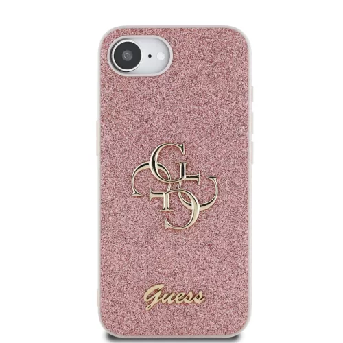 Guess PU Fixed Glitter 4G Metal Logo tok Apple iPhone 16e/17e készülékhez – Rózsaszín