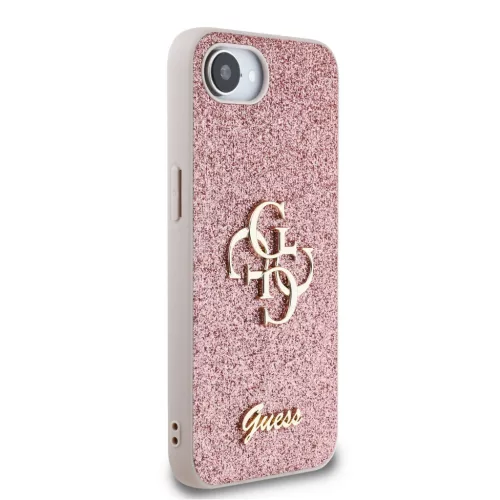 Guess PU Fixed Glitter 4G Metal Logo tok Apple iPhone 16e/17e készülékhez – Rózsaszín
