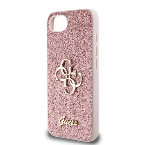 Guess PU Fixed Glitter 4G Metal Logo tok Apple iPhone 16e/17e készülékhez – Rózsaszín