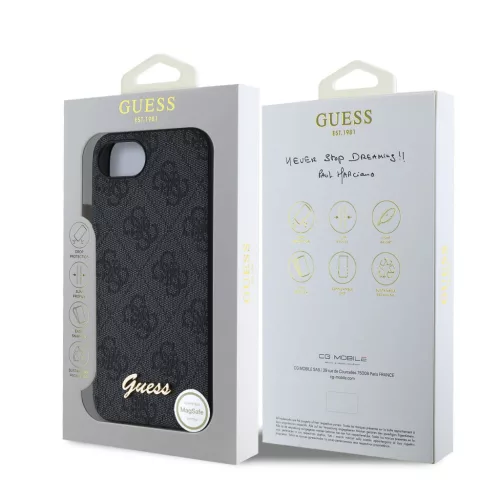 Guess 4G Script Logo MagSafe tok Apple iPhone 16e/17e készülékhez – Fekete