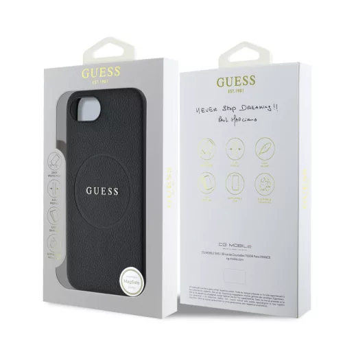 Guess PU Grained Classic Logo MagSafe tok Apple iPhone 16e/17e készülékhez – Fekete
