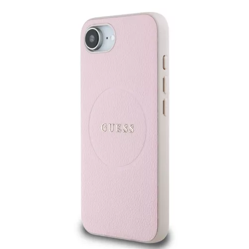 Guess PU Grained Classic Logo MagSafe tok Apple iPhone 16e/17e készülékhez – Rózsaszín