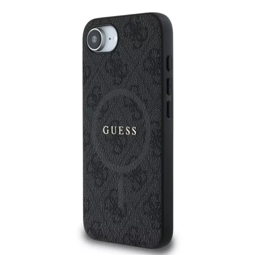 Guess PU Leather 4G Colored Ring MagSafe tok Apple iPhone 16e/17e készülékhez – Fekete