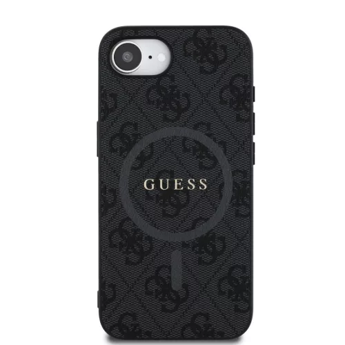 Guess PU Leather 4G Colored Ring MagSafe tok Apple iPhone 16e/17e készülékhez – Fekete
