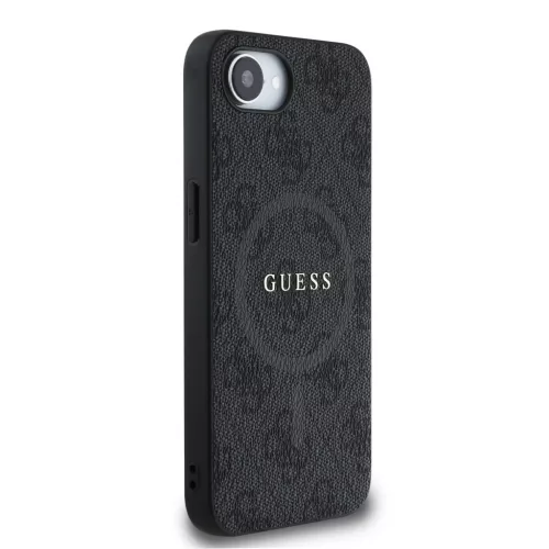 Guess PU Leather 4G Colored Ring MagSafe tok Apple iPhone 16e/17e készülékhez – Fekete