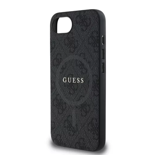 Guess PU Leather 4G Colored Ring MagSafe tok Apple iPhone 16e/17e készülékhez – Fekete