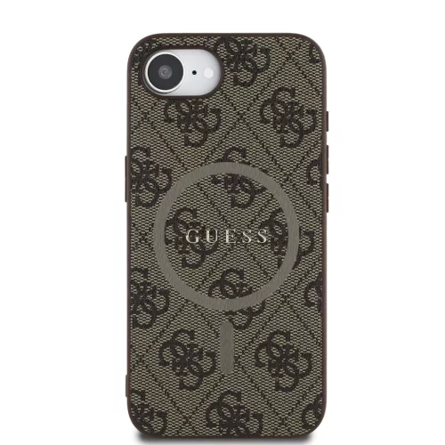 Guess PU Leather 4G Colored Ring MagSafe tok Apple iPhone 16e/17e készülékhez – Barna