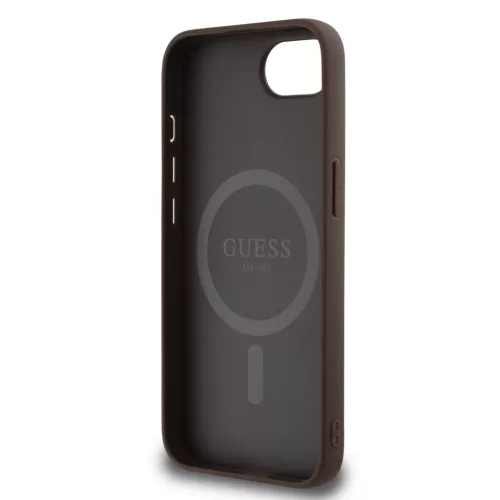 Guess PU Leather 4G Colored Ring MagSafe tok Apple iPhone 16e/17e készülékhez – Barna