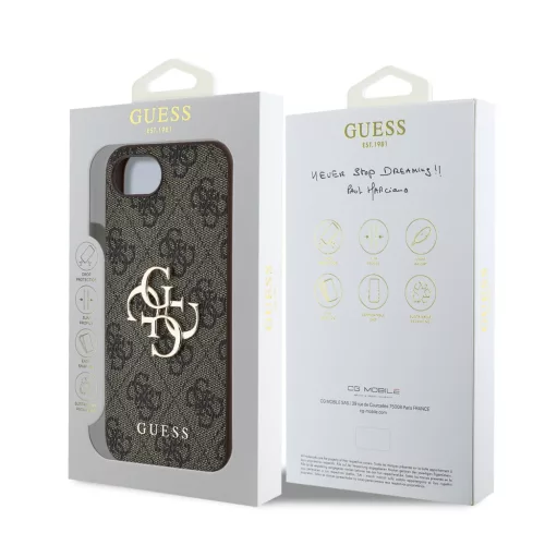 Guess PU 4G Metal Logo tok Apple iPhone 16e/17e készülékhez – Barna