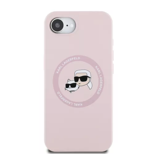 Karl Lagerfeld Liquid Silicone K&CH Heads MagSafe tok Apple iPhone 16e / 17e készülékhez – Rózsaszín