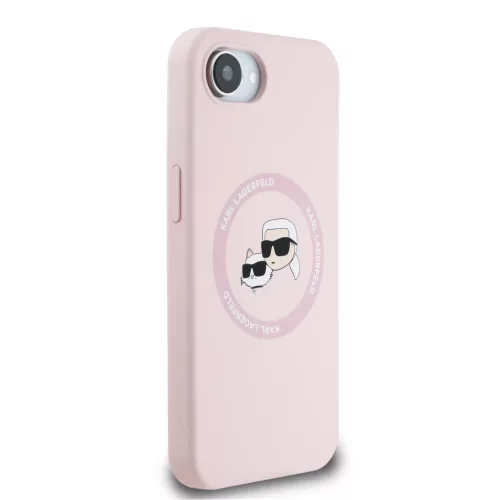Karl Lagerfeld Liquid Silicone K&CH Heads MagSafe tok Apple iPhone 16e / 17e készülékhez – Rózsaszín