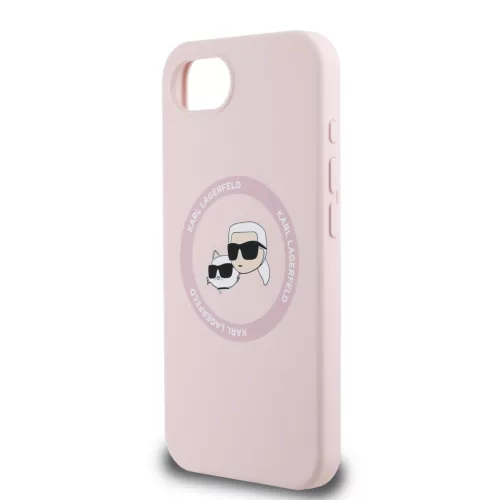 Karl Lagerfeld Liquid Silicone K&CH Heads MagSafe tok Apple iPhone 16e / 17e készülékhez – Rózsaszín