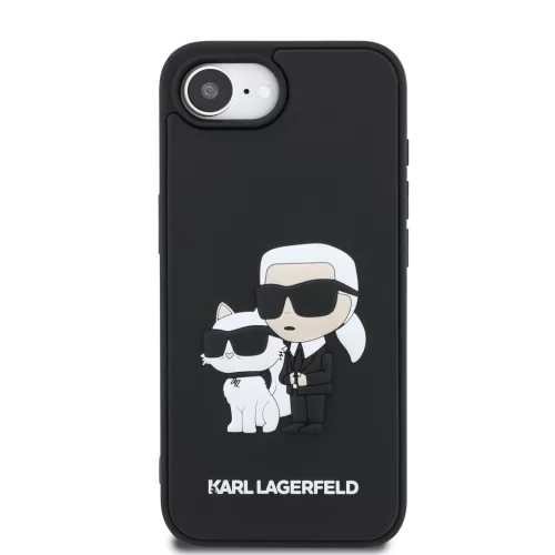 Karl Lagerfeld 3D Rubber Karl and Choupette tok Apple iPhone 16e / 17e készülékhez – Fekete