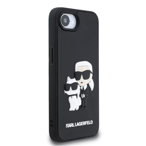 Karl Lagerfeld 3D Rubber Karl and Choupette tok Apple iPhone 16e / 17e készülékhez – Fekete