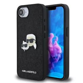   Karl Lagerfeld Fixed Glitter Metal K&CH tok Apple iPhone 16e / 17e készülékhez – Fekete