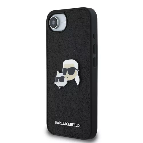 Karl Lagerfeld Fixed Glitter Metal K&CH tok Apple iPhone 16e / 17e készülékhez – Fekete