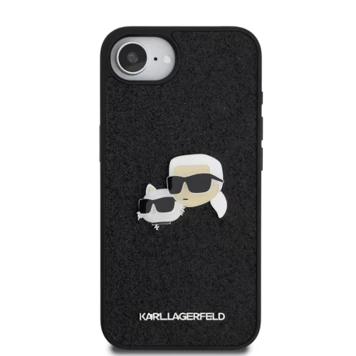 Karl Lagerfeld Fixed Glitter Metal K&CH tok Apple iPhone 16e / 17e készülékhez – Fekete
