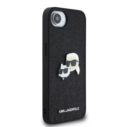 Karl Lagerfeld Fixed Glitter Metal K&CH tok Apple iPhone 16e / 17e készülékhez – Fekete