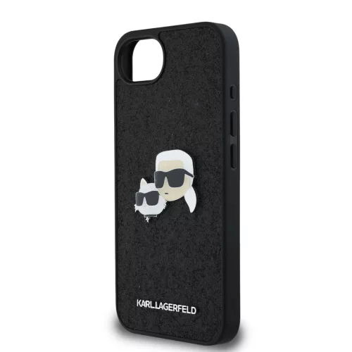 Karl Lagerfeld Fixed Glitter Metal K&CH tok Apple iPhone 16e / 17e készülékhez – Fekete