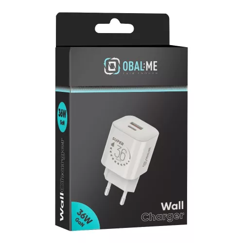 OBAL:ME GaN Fali Töltő USB-A + USB-C 36W - fehér
