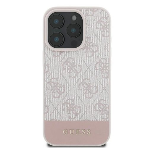 Guess PU 4G Stripe tok, iPhone 16 Pro - rózsaszín