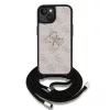 Guess PU 4G Metal Logo Crossbody Popruh tok, iPhone 15 Pro - rózsaszín