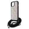 Guess PU 4G Metal Logo Crossbody Popruh tok, iPhone 15 Pro - rózsaszín