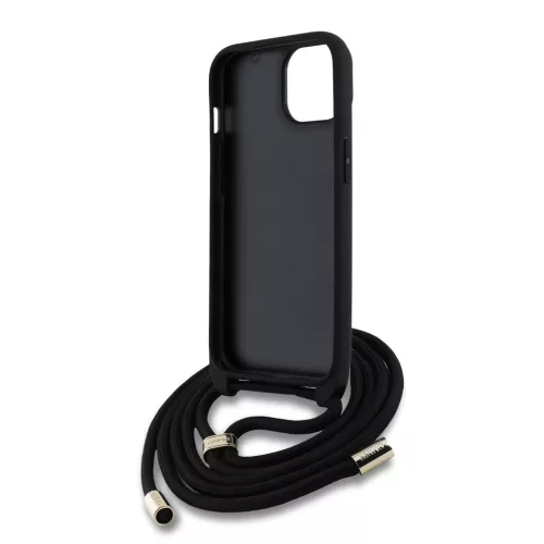 Guess PU 4G Metal Logo Crossbody Popruh tok, iPhone 15 Pro - rózsaszín