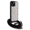 Guess PU 4G Metal Logo Crossbody Popruh tok, iPhone 15 Pro Max - rózsaszín