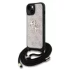 Guess PU 4G Metal Logo Crossbody Popruh tok, iPhone 15 Pro Max - rózsaszín