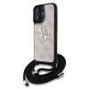 Guess PU 4G Metal Logo Crossbody Popruh tok, iPhone 16 - rózsaszín
