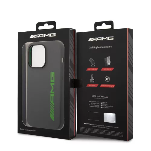 AMG Liquid Silicone Green Logo iPhone 14 Pro Max tok – Szürke