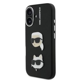 Karl Lagerfeld Grained PU K&CH Heads tok, iPhone 16 - fekete