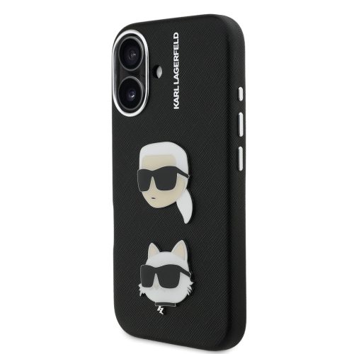Karl Lagerfeld Grained PU K&CH Heads tok, iPhone 16 - fekete