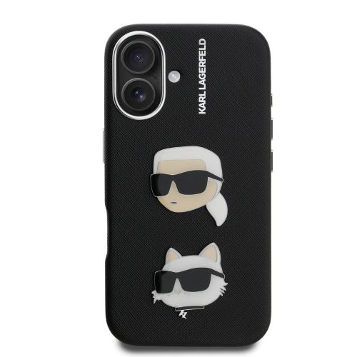 Karl Lagerfeld Grained PU K&CH Heads tok, iPhone 16 - fekete