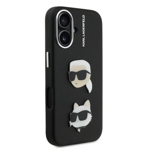 Karl Lagerfeld Grained PU K&CH Heads tok, iPhone 16 - fekete