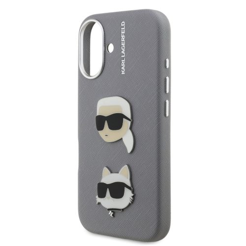 Karl Lagerfeld Grained PU K&CH Heads tok, iPhone 16 - szürke