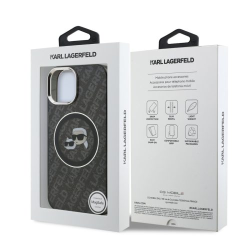 Karl Lagerfeld IML K&CH Heads Repeated Logo MagSafe tok, iPhone 16 Pro - fekete