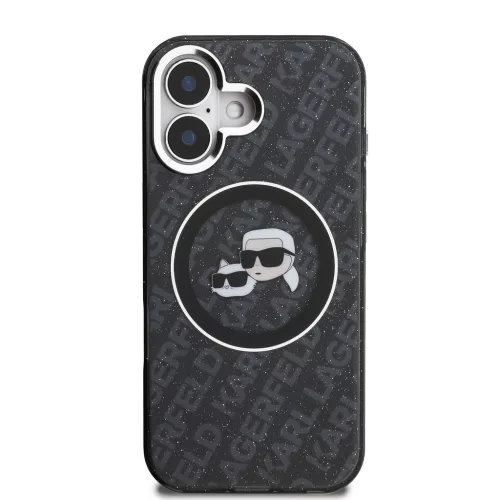 Karl Lagerfeld IML K&CH Heads Repeated Logo MagSafe tok, iPhone 16 - fekete -