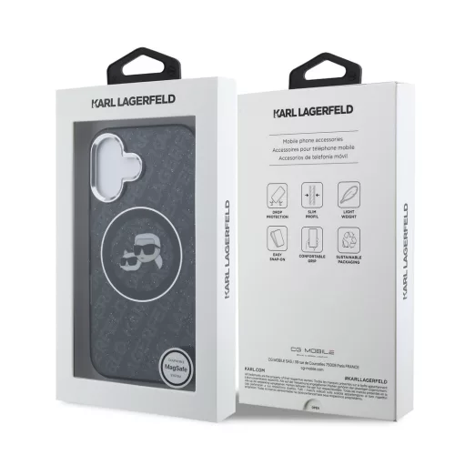 Karl Lagerfeld IML K&CH Heads Repeated Logo MagSafe tok, iPhone 16 - fekete -