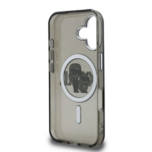 Karl Lagerfeld IML Glitter Karl and Choupette Sketch MagSafe tok, iPhone 16 - fekete