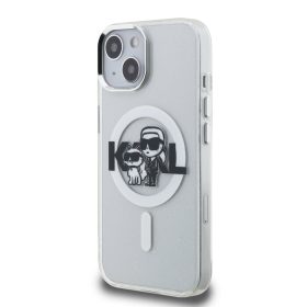  Karl Lagerfeld IML Glitter Karl and Choupette Sketch MagSafe tok, iPhone 16 Pro Transparent
