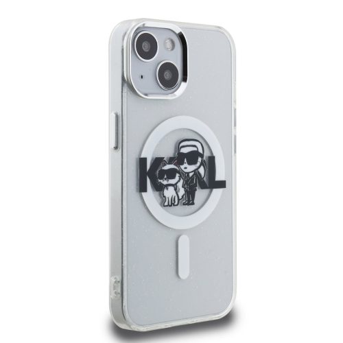 Karl Lagerfeld IML Glitter Karl and Choupette Sketch MagSafe tok, iPhone 16 Pro Transparent