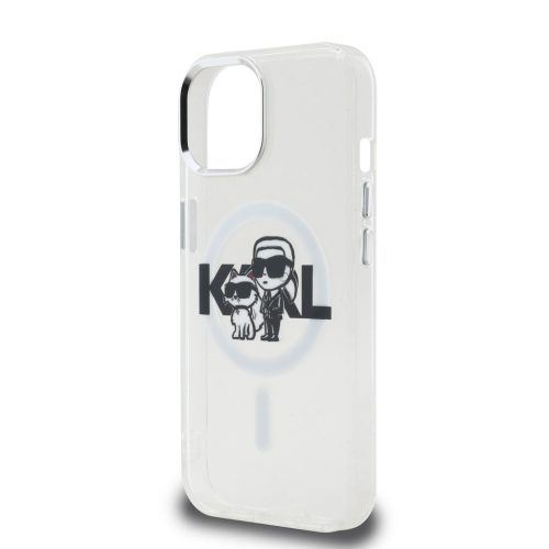 Karl Lagerfeld IML Glitter Karl and Choupette Sketch MagSafe tok, iPhone 16 Pro Transparent